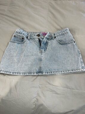 Edikted Light Blue Denim Mini Skirt